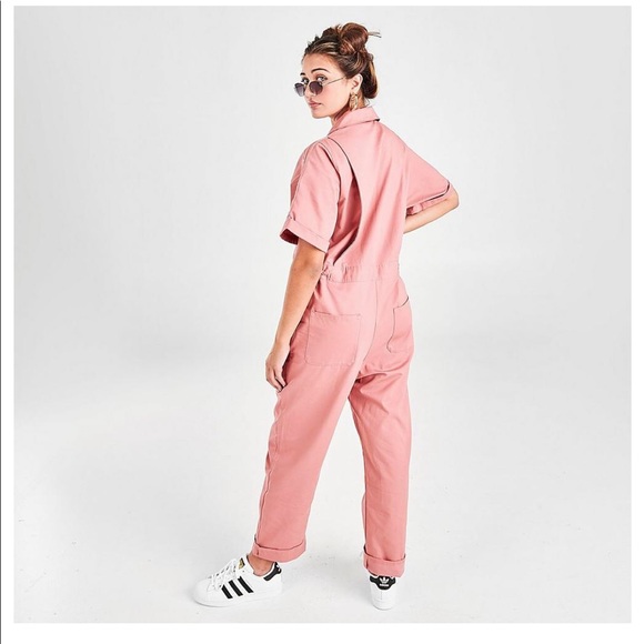 Adidas originals new neutrals logo boilersuit in pink Clearance